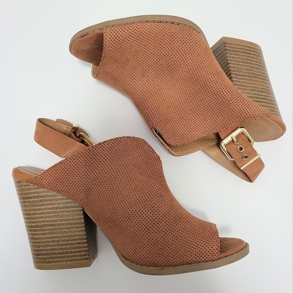 Altar'd State Faux Suede Peep Toe Sling Back Shooties - Picture 3 of 9